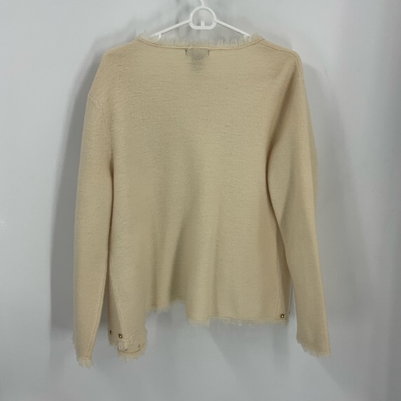 Tara Ryan, 100% wool open front fringe, Cardigan, L - Picture 4 of 8